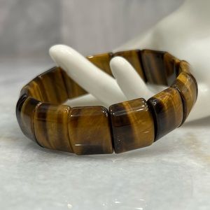 South African Tiger’s Eye Square Bead Stretch Bracelet